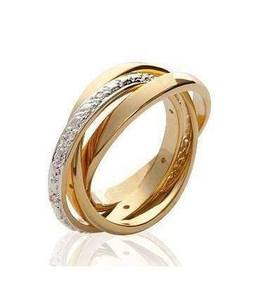 Bague plaqué or anneaux libres zirconium 