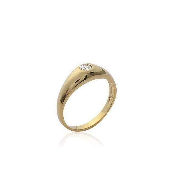 Bague jonc plaqué or zirconium d'un zirconium 