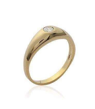 Bague jonc plaqué or zirconium d'un zirconium 