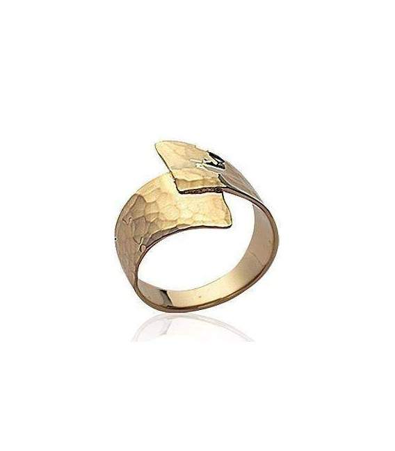Bague plaqué or originale martelée-2