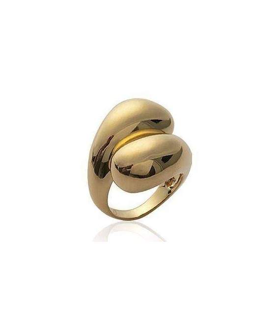 Grosse bague plaqué or anneau décalé 