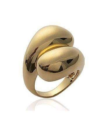 Grosse bague plaqué or anneau décalé 