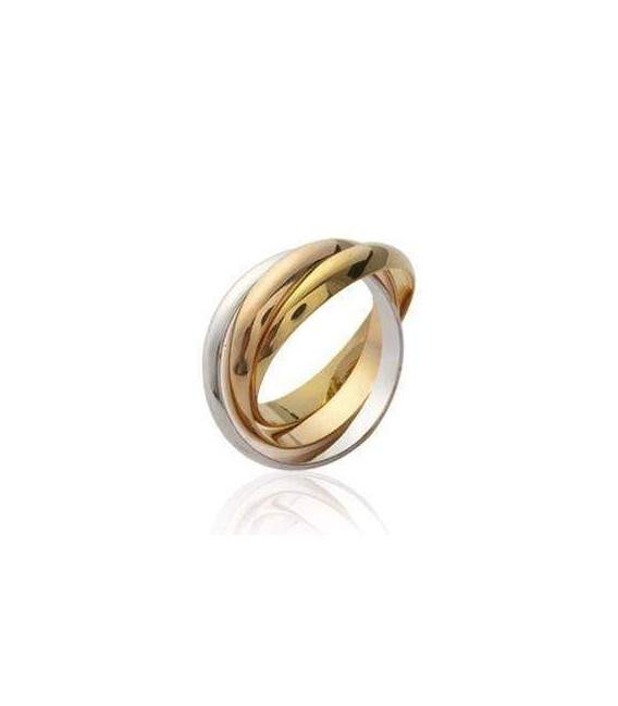 Bague plaqué or deux tons trois anneaux entrelacés 