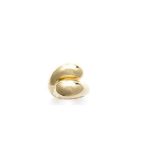 Grosse bague plaqué or anneau décalé 