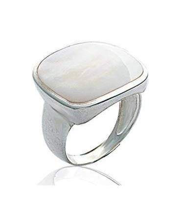 Bague fantaisie argent nacre arrondi serti 