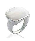 Bague fantaisie argent nacre arrondi serti