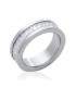 Alliance bague acier incrustée de baguettes de zirconium tour complet 