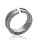 bague homme câble acier incrustation d'un zirconium