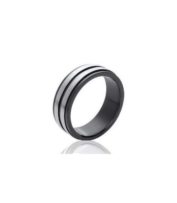 Alliance homme acier anneau deux tons 
