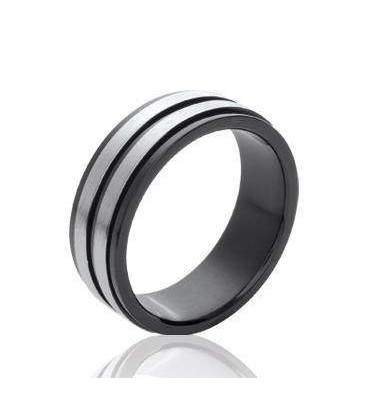 Alliance homme acier anneau deux tons 