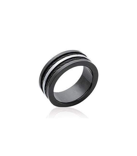Bague alliance acier noir homme 