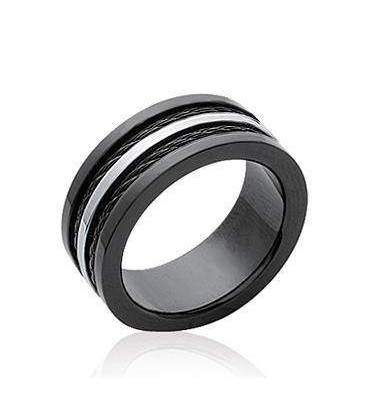 Bague alliance acier noir homme 