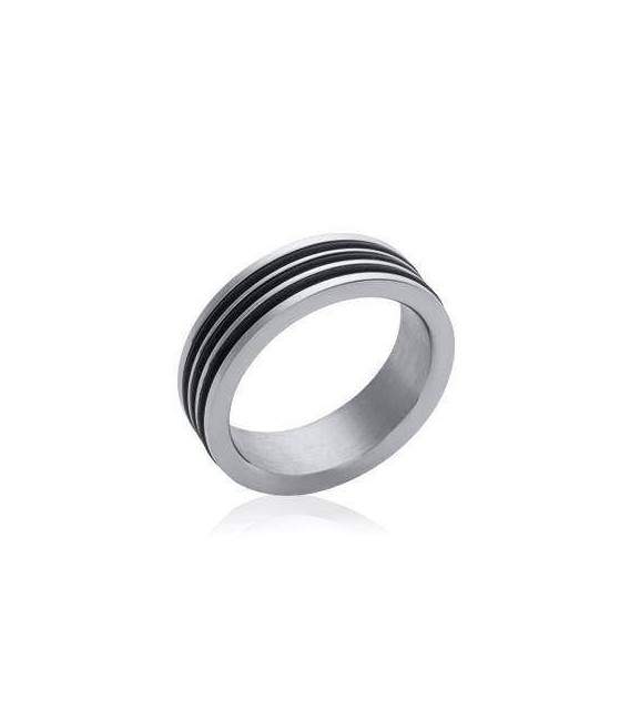 Bague homme acier deux tons 