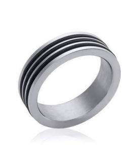 Bague homme acier deux tons