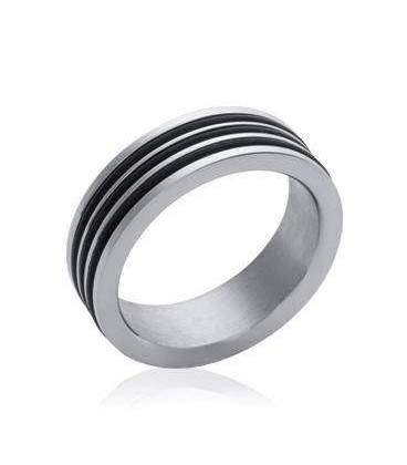 Bague homme acier deux tons 