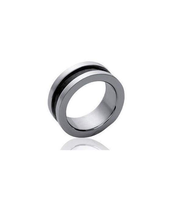 Bague alliance acier et carbone 
