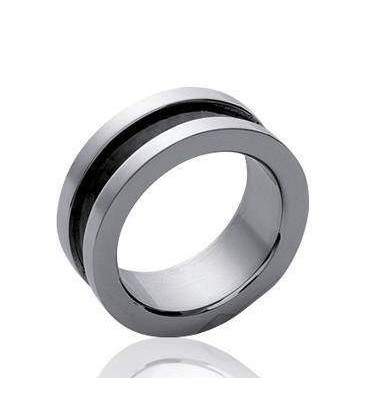 Bague alliance acier et carbone 