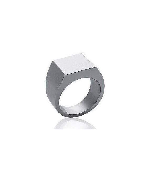 Grosse chevalière carrée en acier miroir 