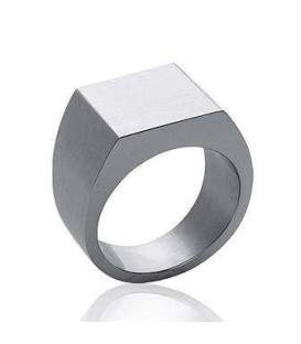 Grosse chevalière carrée en acier miroir
