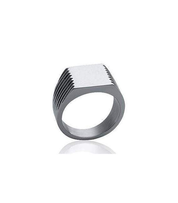 Grosse bague acier chevalière miroir 