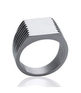 Grosse bague acier chevalière miroir