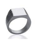 Grosse bague acier chevalière miroir
