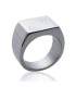 Grosse bague chevalière rectangulaire acier gravé stylisé 