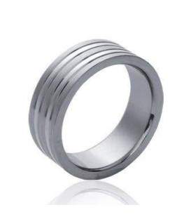 Bague alliance acier homme striée