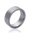Bague alliance acier homme striée
