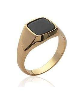 Bague homme plaqué or onyx carrée