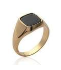 Bague homme plaqué or onyx carrée