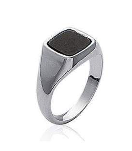 Chevalière carrée homme argent onyx