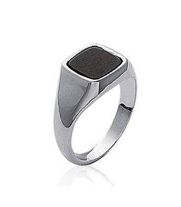 Chevalière carrée homme argent onyx 
