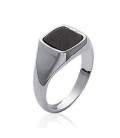 Chevalière carrée homme argent onyx