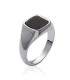 Chevalière carrée homme argent onyx 