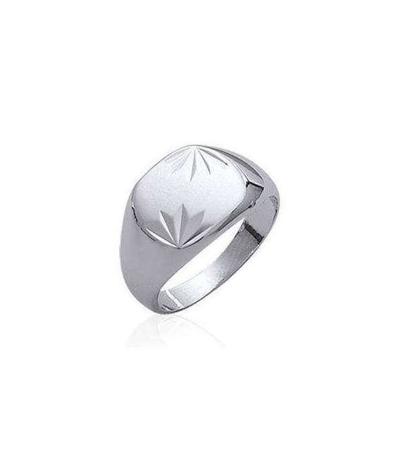 Bague chevalière argent massif gravée 