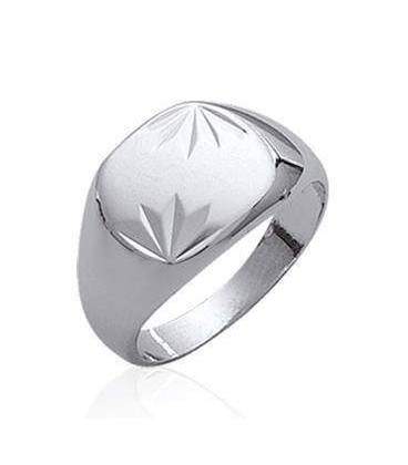 Bague chevalière argent massif gravée 