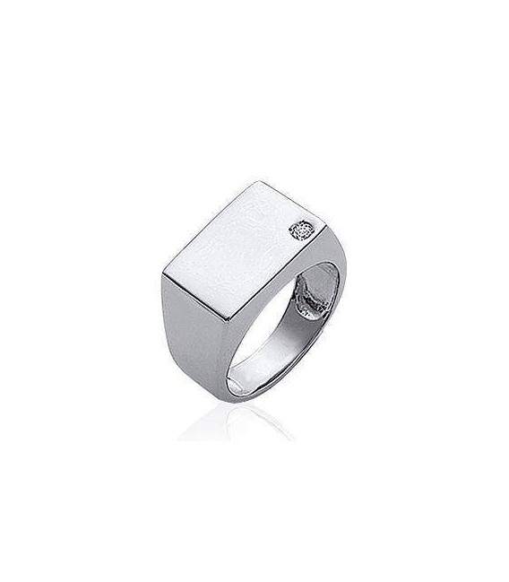 Grosse chevalière argent massif et zirconium 