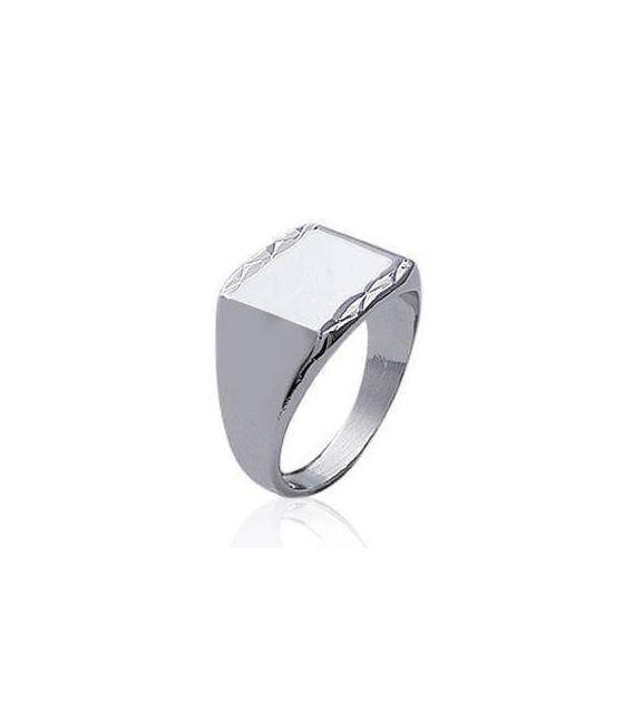 Belle chevalière argent massif carrée miroir 