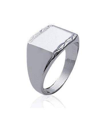 Belle chevalière argent massif carrée miroir 