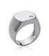 Chevalière bague argent massif et zirconium 