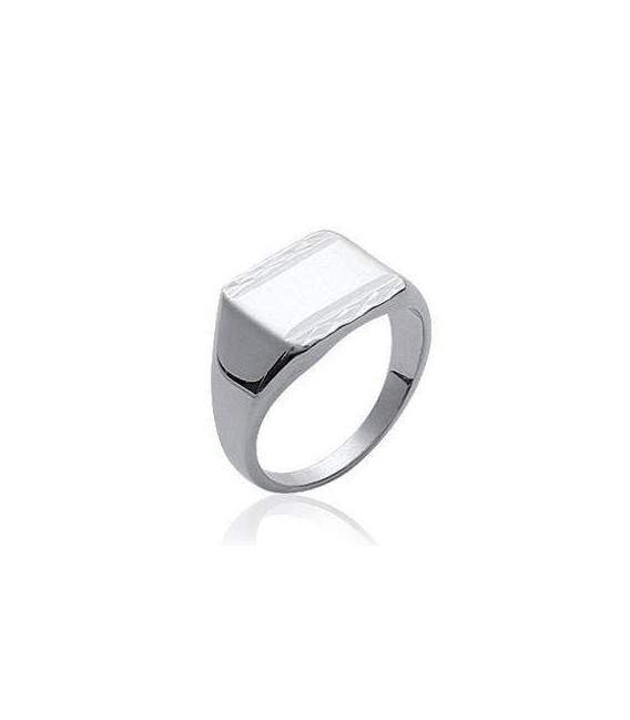 Chevalière argent massif miroir façonnée 