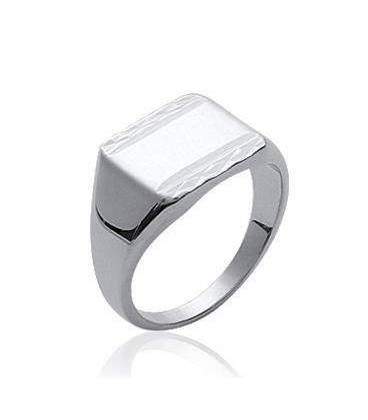 Chevalière argent massif miroir façonnée 