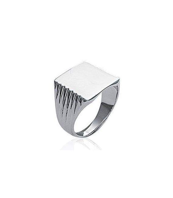 Gosse chevalière argent massif miroir stries 