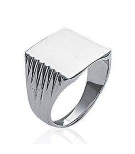 Gosse chevalière argent massif miroir stries