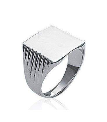 Gosse chevalière argent massif miroir stries 