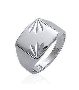 Chevalière belle bague argent massif gravée