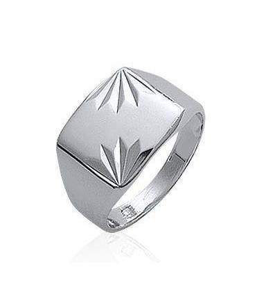 Chevalière belle bague argent massif gravée 