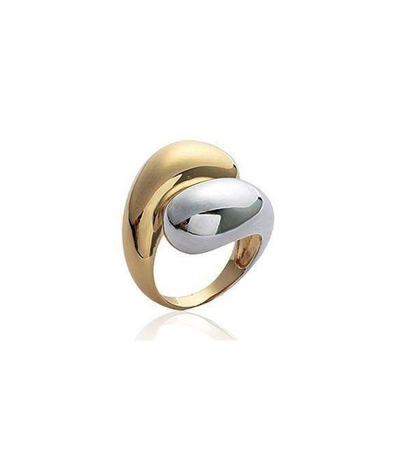 Grosse bague bicolore plaqué or palladié rhodié 