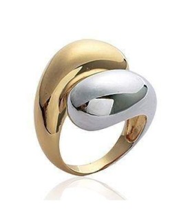 Grosse bague bicolore plaqué or palladié rhodié